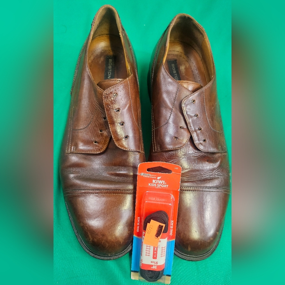 Bostonian Luxe Dress Shoes Mens 12W Cap Toe Brown Oxford Italian‎ Leather 24853
